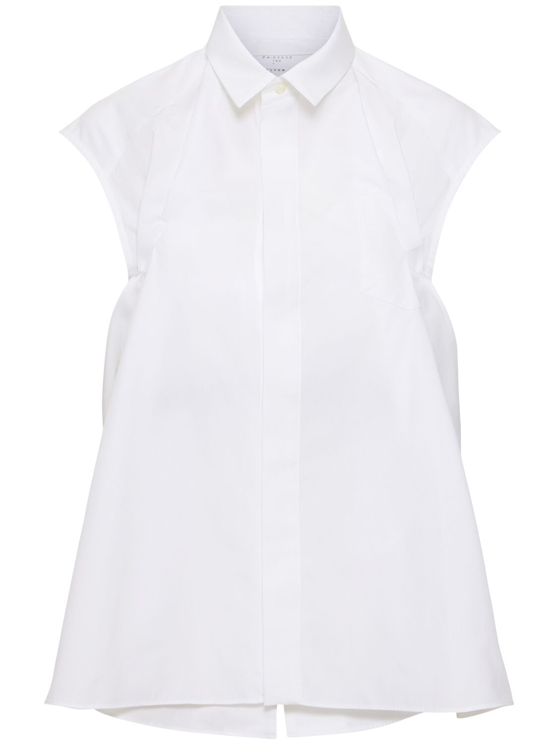Image of Cotton Blend Poplin Sleeveless Shirt
