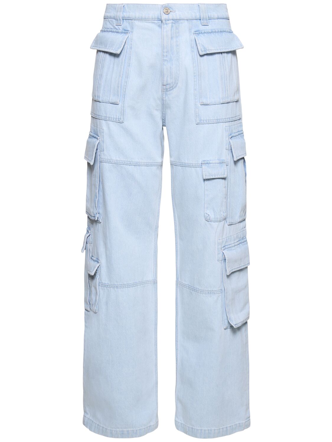 Shop Versace Bleached Cargo Jeans In Light Blue