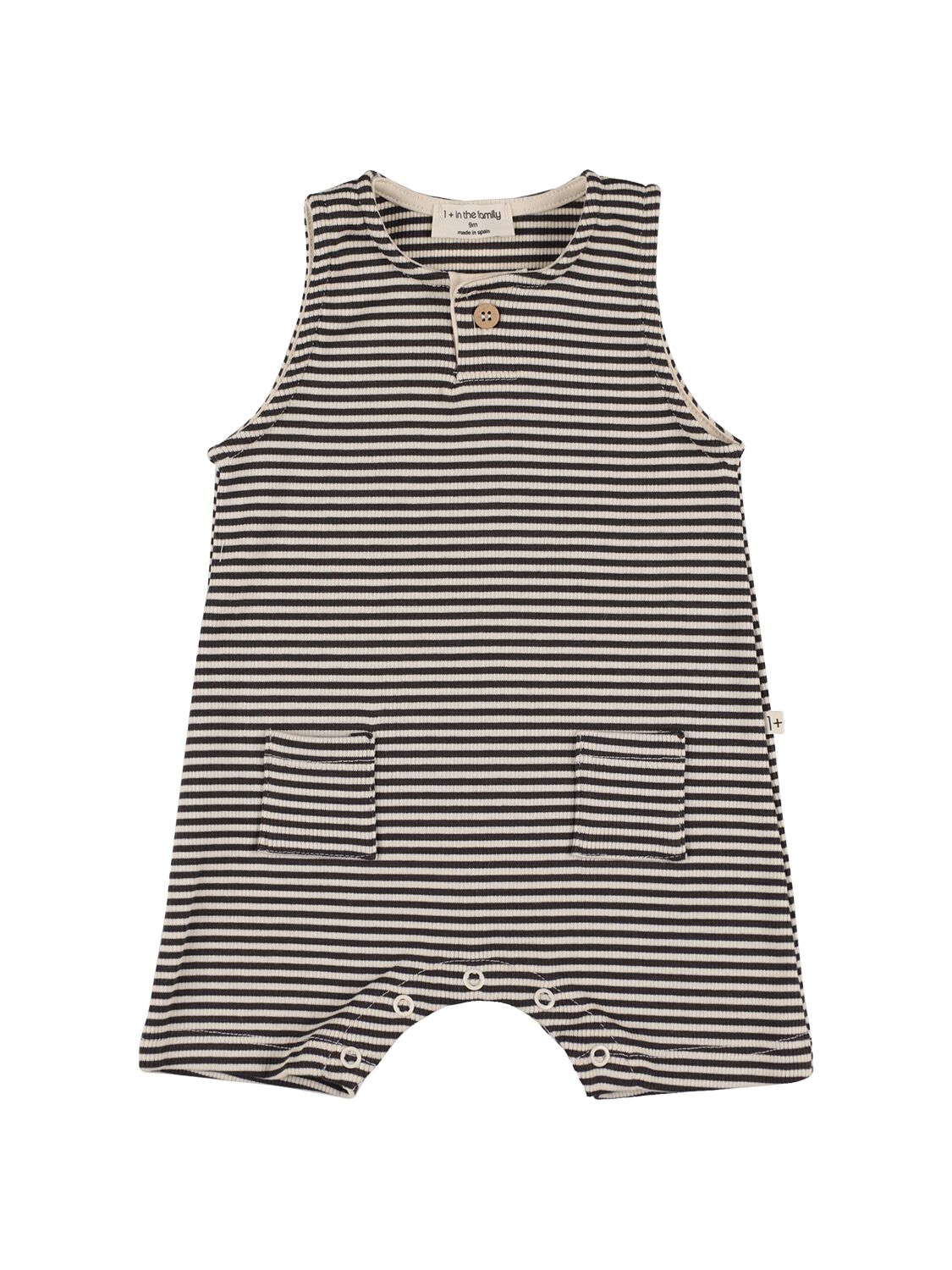 1+ In The Family Babies' Cotton Jersey Romper In Grey