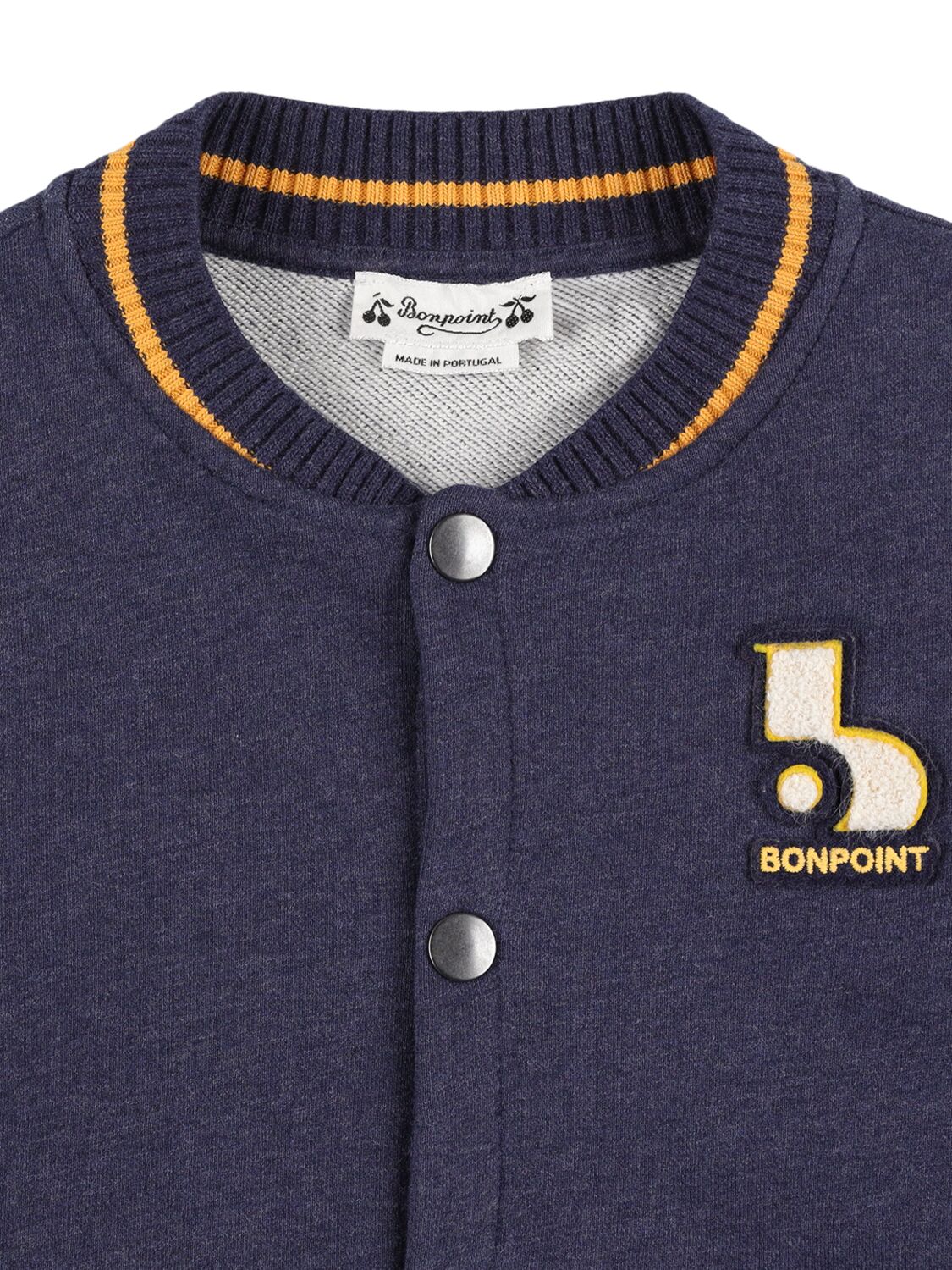 Shop Bonpoint Cotton Sweat Varsity Jacket In Blue