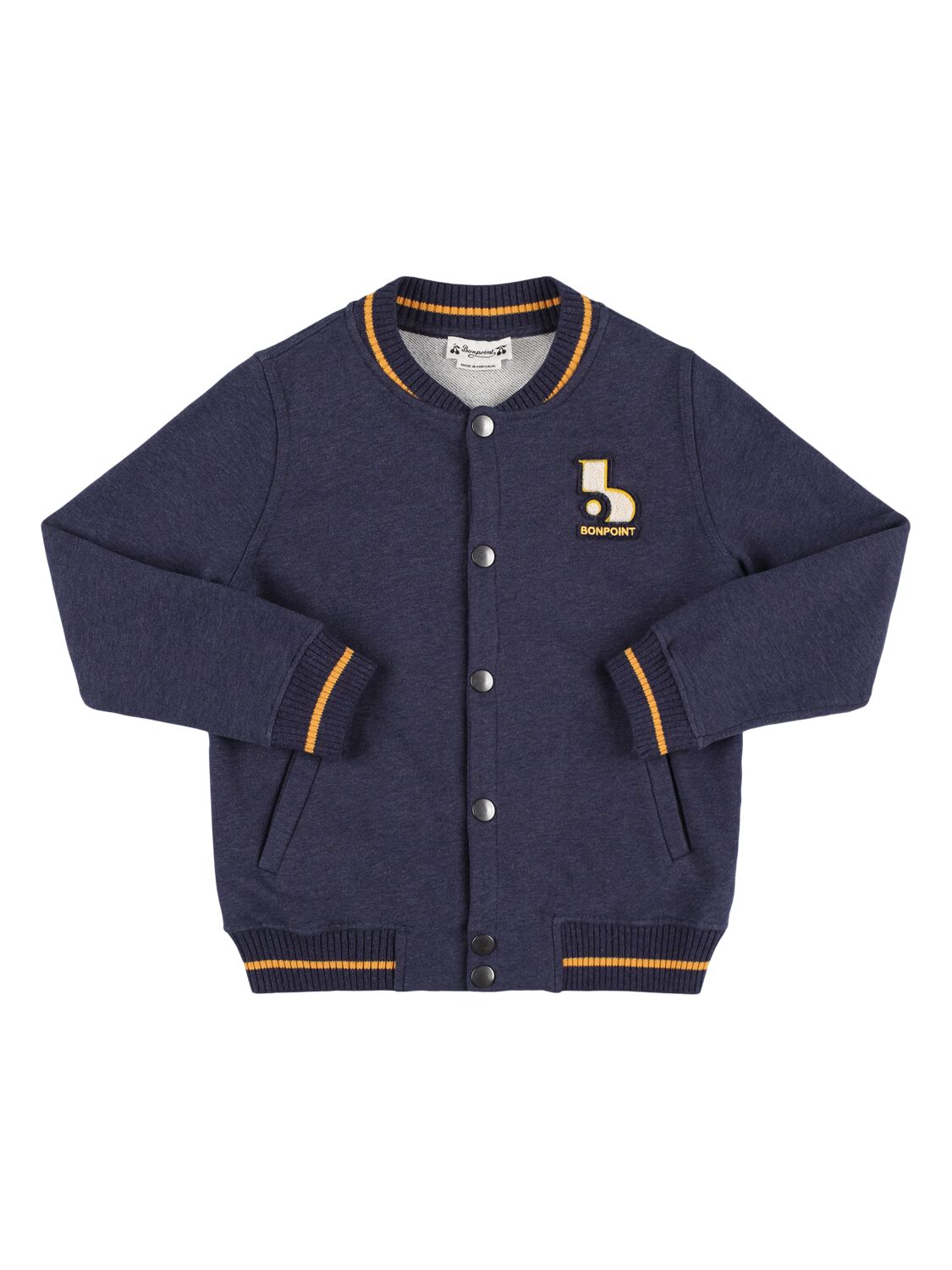 Bonpoint Kids' Cotton Sweat Varsity Jacket In Blue