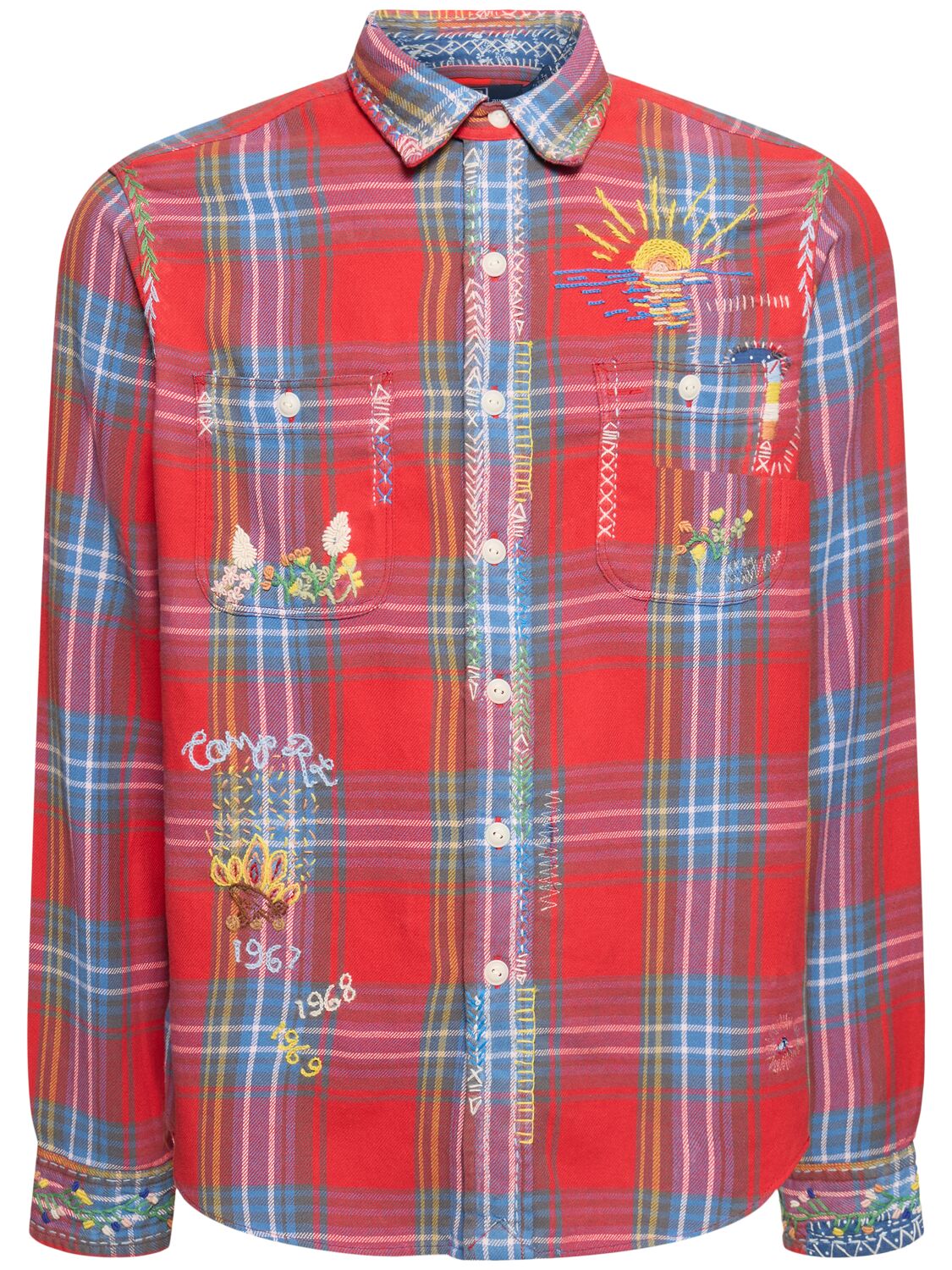 Polo Ralph Lauren Moon And Stars Check Flannel Shirt In Red