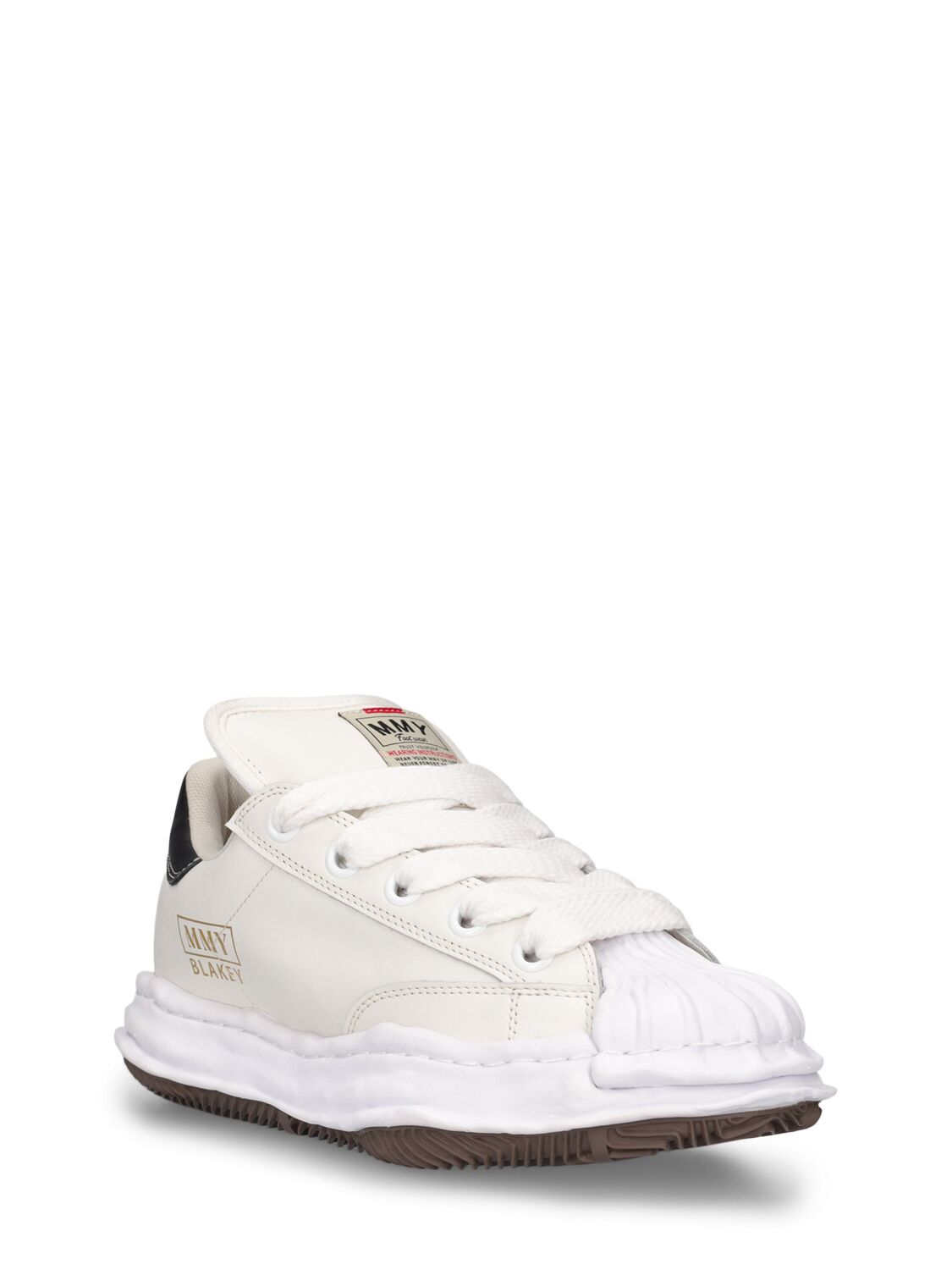 Shop Miharayasuhiro Blakey Leather Low Top Sneakers In White