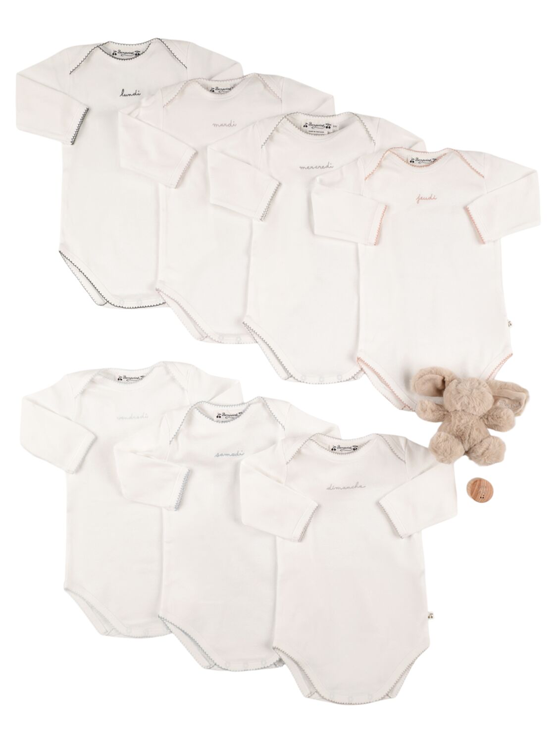 Bonpoint Babies' Set Of 7 Cotton Bodysuits In Multicolor