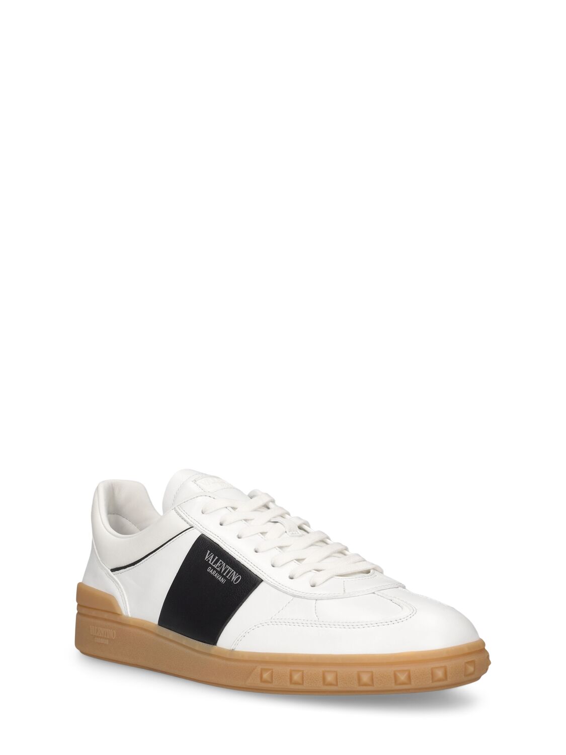 Shop Valentino Nappa Leather Sneakers In White,black