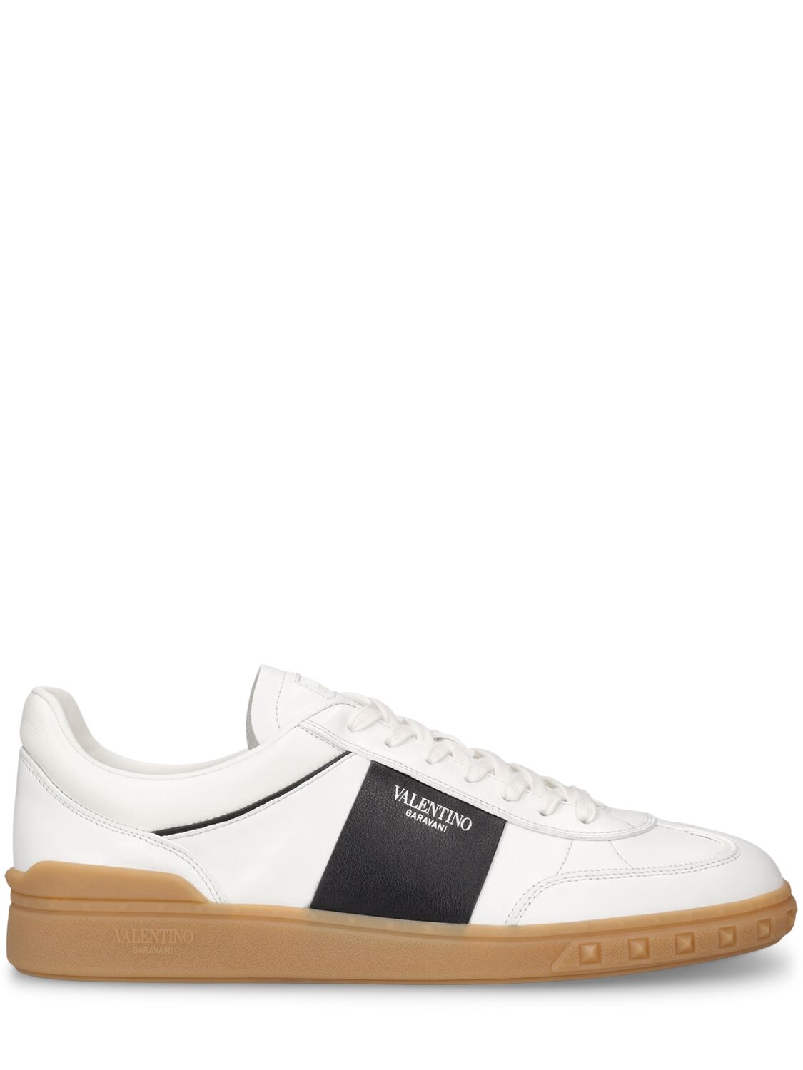 Shop Valentino Nappa Leather Sneakers In White,black