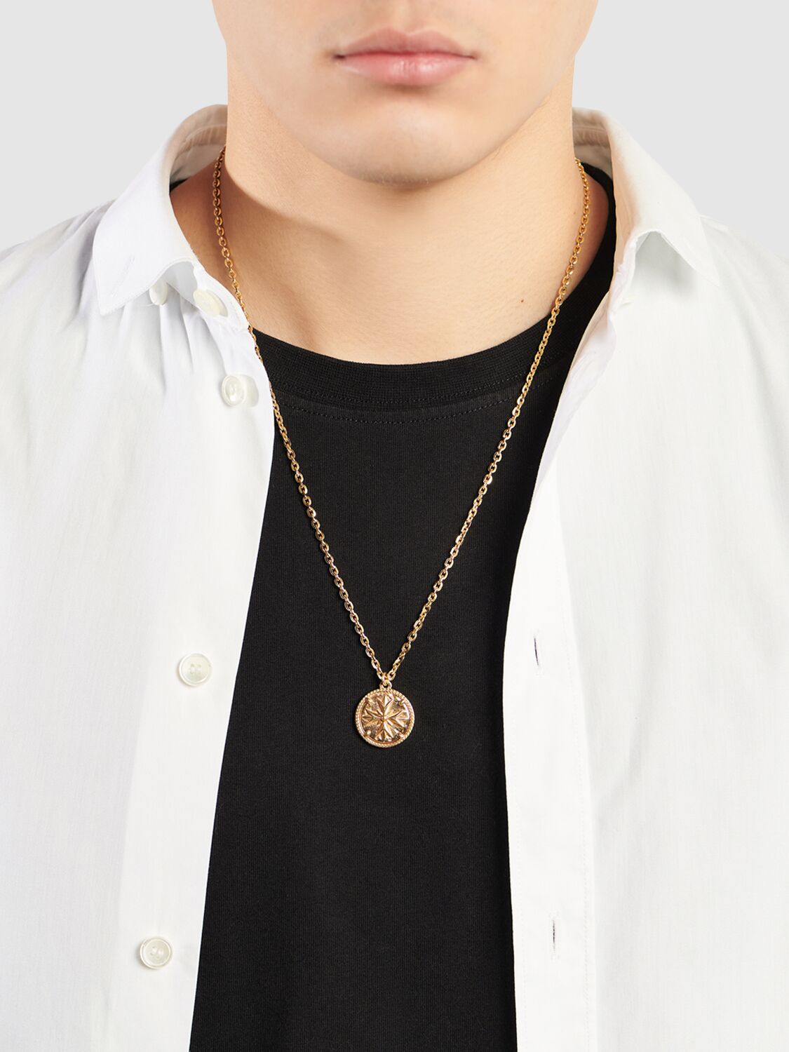 Shop Emanuele Bicocchi Gold Eb Crest Coin Pendant Necklace