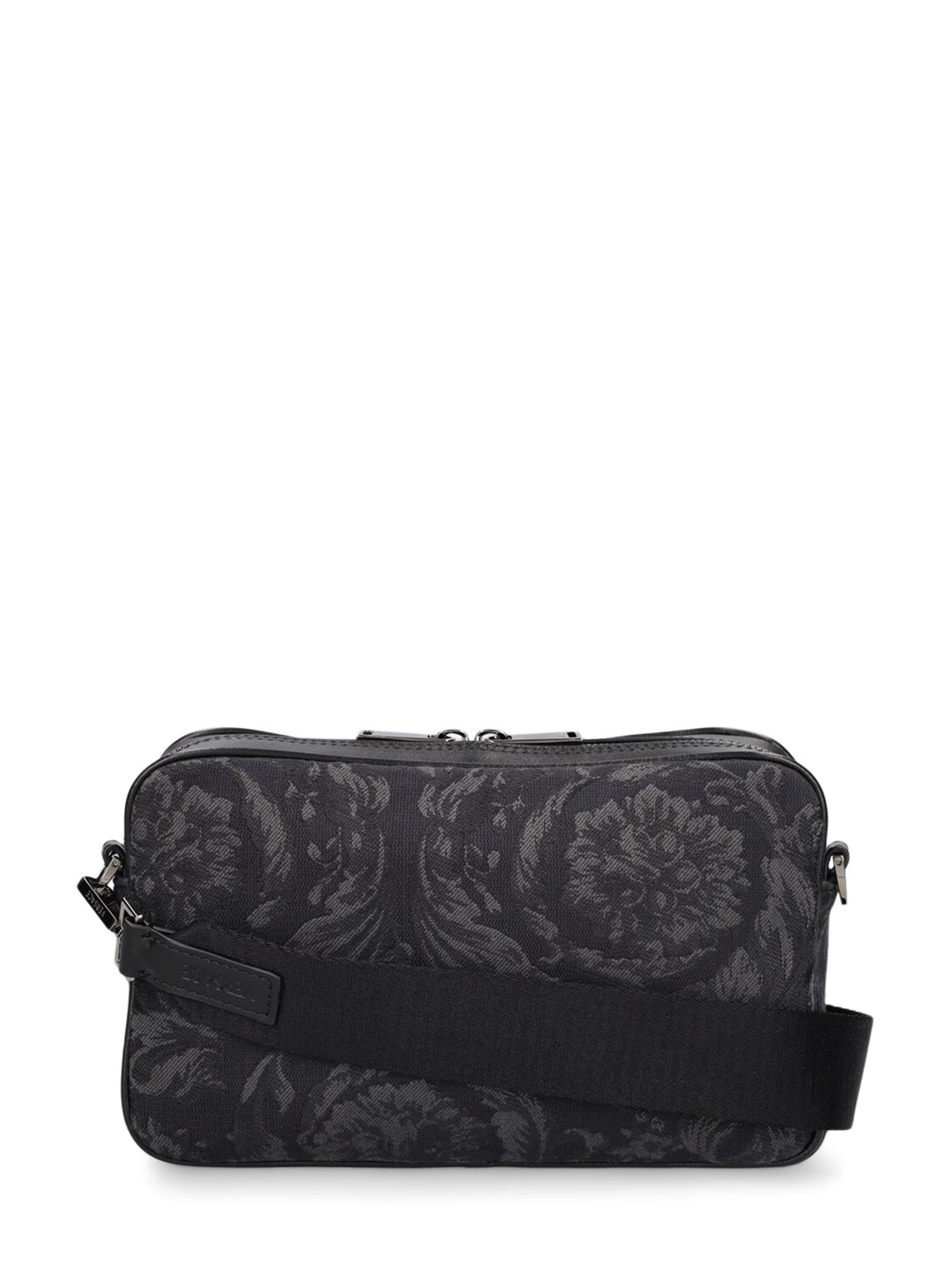 Shop Versace Logo Jacquard Toiletry Bag In 2bm0e-black+bla