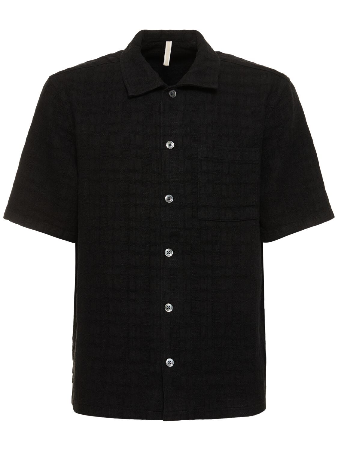 Shop Sunflower Spacey Linen Blend Short Sleeve Shirt In Black