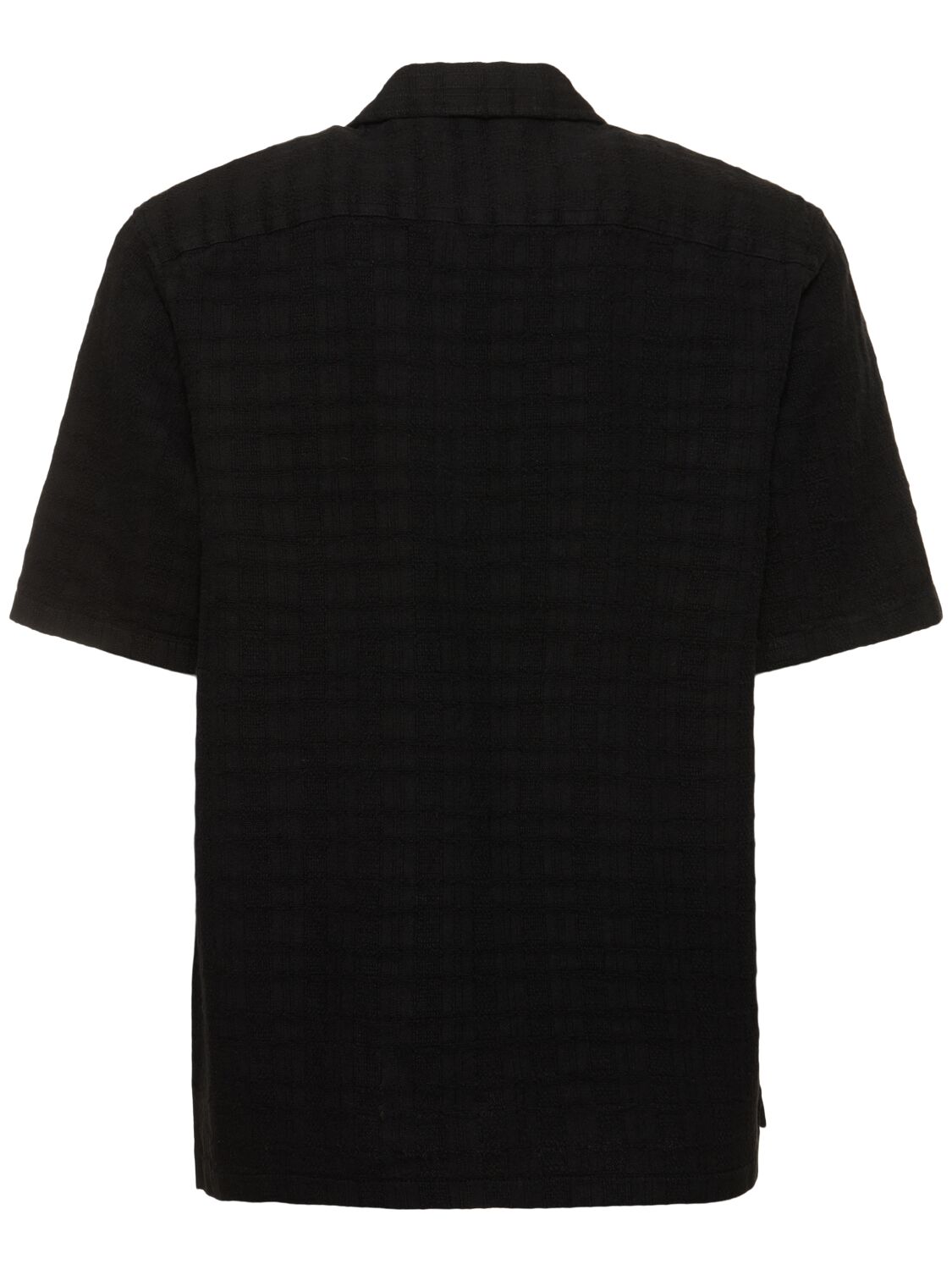 Shop Sunflower Spacey Linen Blend Short Sleeve Shirt In Black