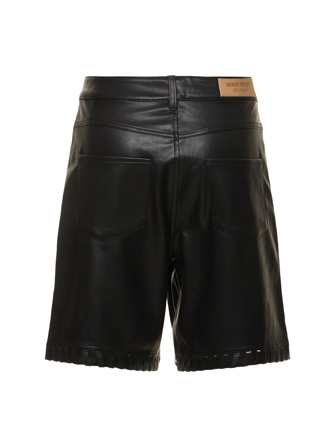 Shop Honor The Gift Faux Leather Shorts In Black