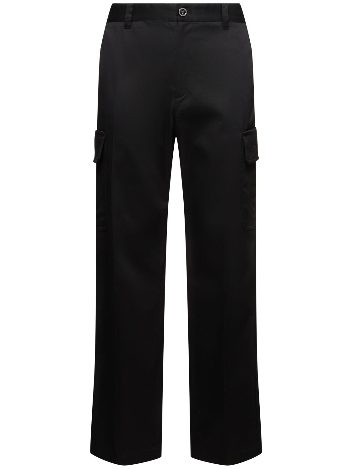 Versace Cotton Gabardine Cargo Pants In Black