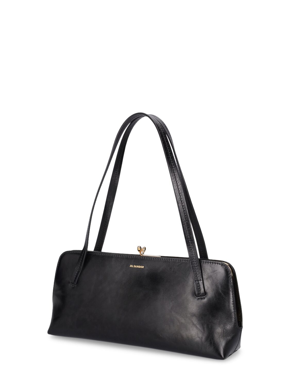 Shop Jil Sander Small Goji Leather Shoulder Bag In Black
