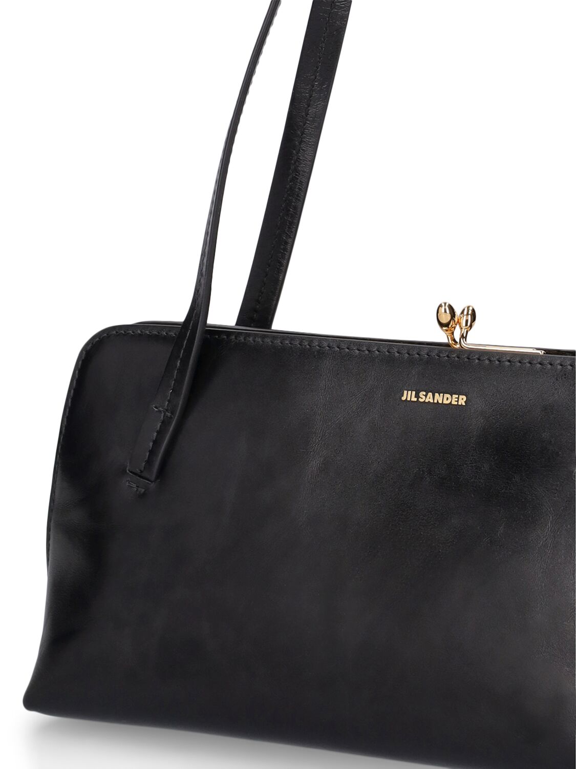 Shop Jil Sander Small Goji Leather Shoulder Bag In Black