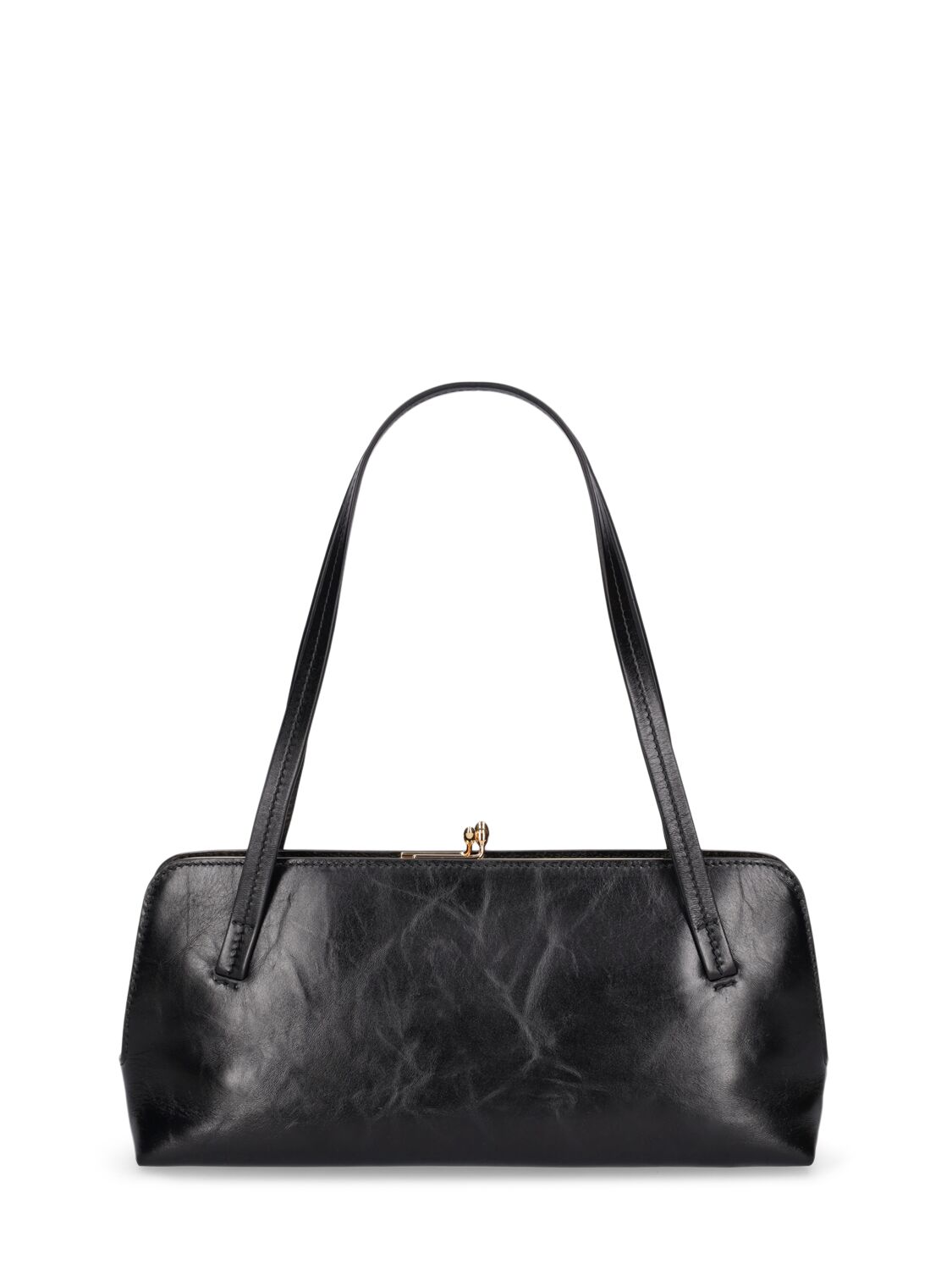 Shop Jil Sander Small Goji Leather Shoulder Bag In Black