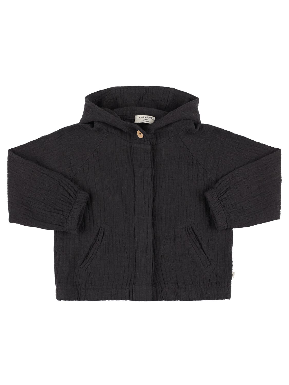 1+ In The Family Kids' Hooded Cotton Jacket In Dark Grey