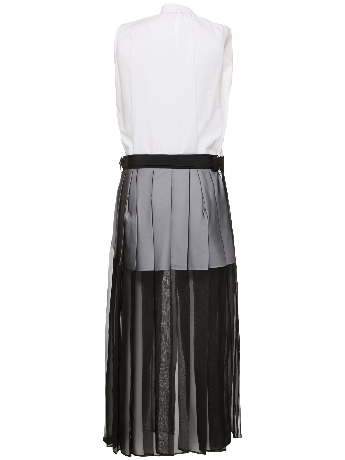 Shop Sacai Poplin Mini Dress W/ Tulle Gown In White,black