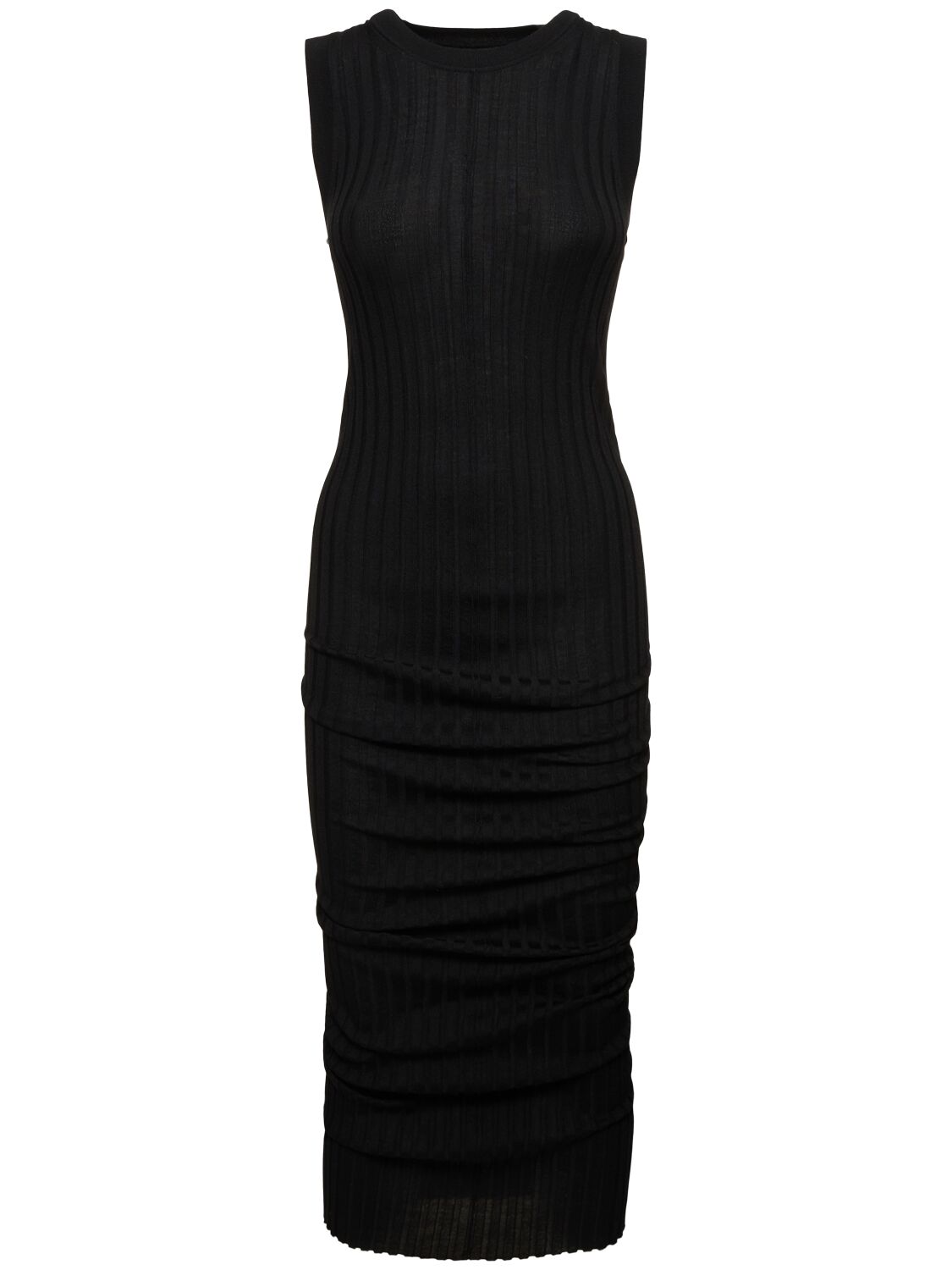 Marc Jacobs Twist Fine Ribbed Wool Dress In Black