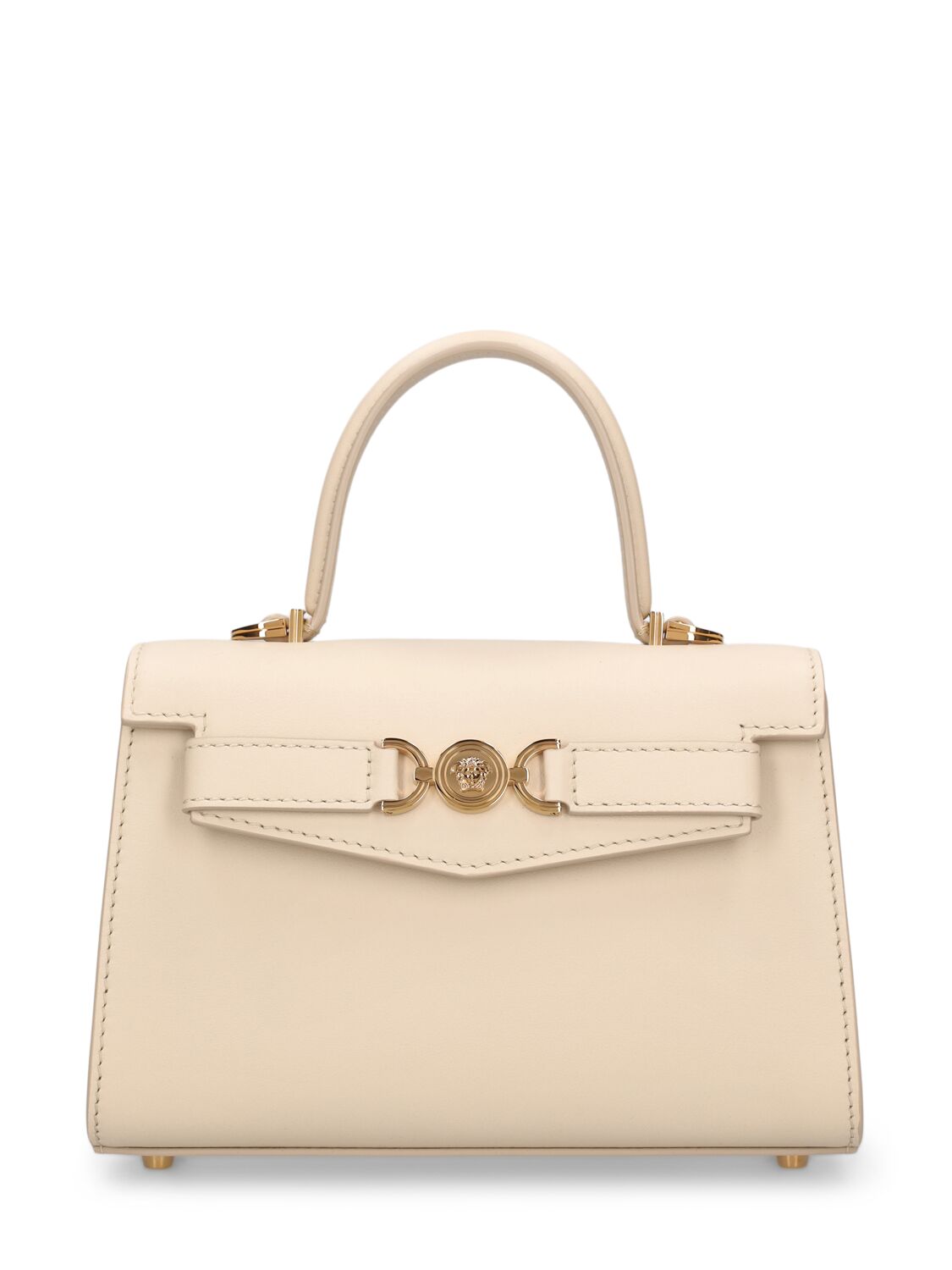 Versace Small Medusa '95 Leather Top Handle In Light Sand