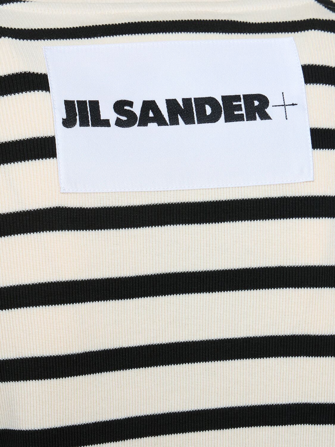 Jil Sander Fine Ribbed Off-white And Black Crew Neck Sweater In Neutral