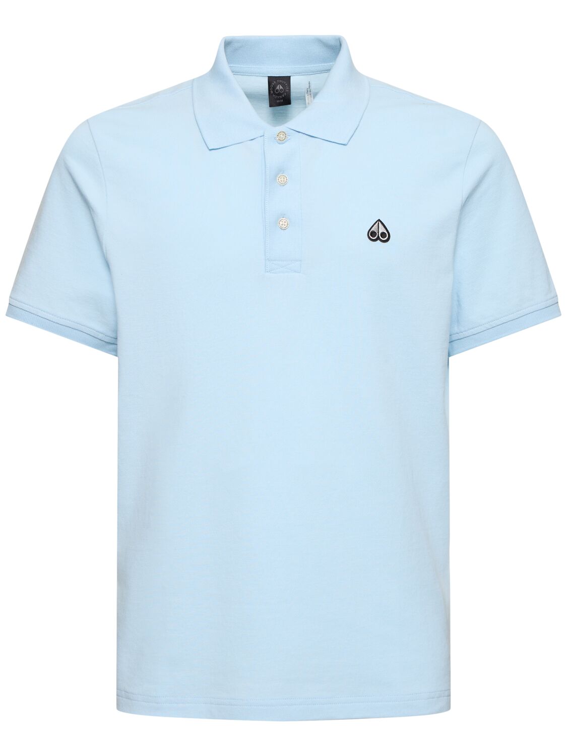 Moose Knuckles Piqué Cotton Polo Shirt In Light Blue
