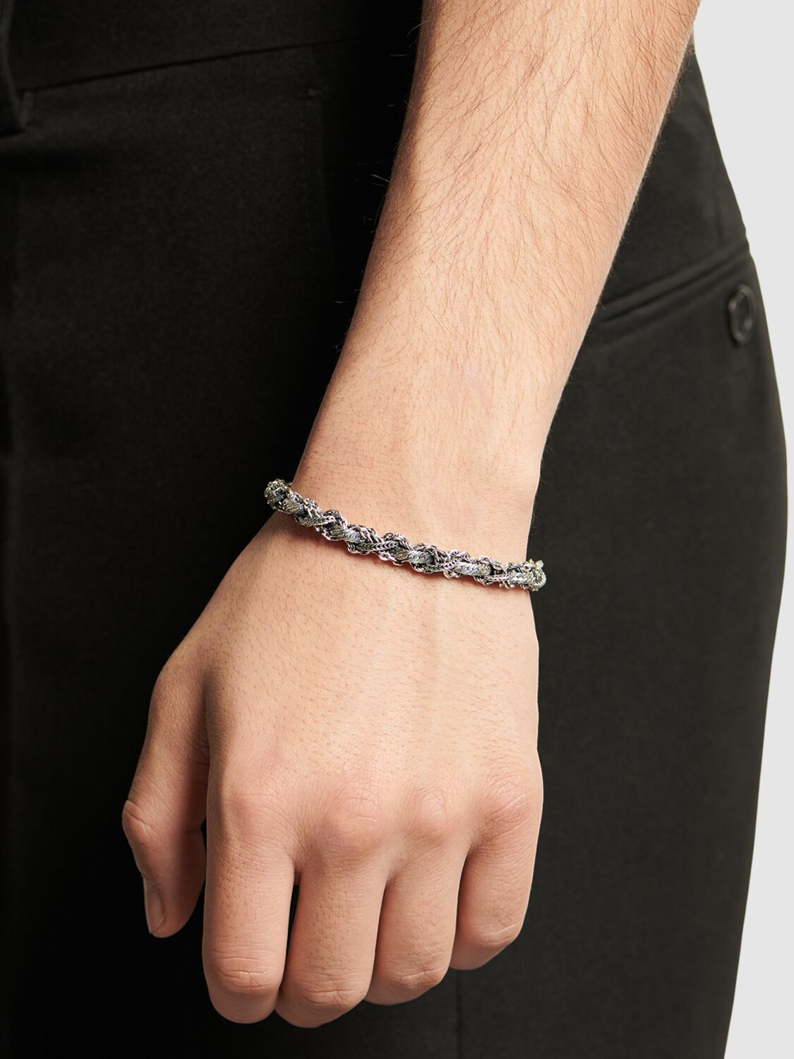 Shop Emanuele Bicocchi Round Braid Bracelet Small In Silver