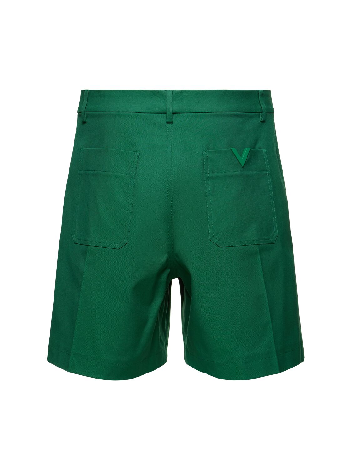Shop Valentino V Detail Cotton Bermuda Shorts In Basil Green