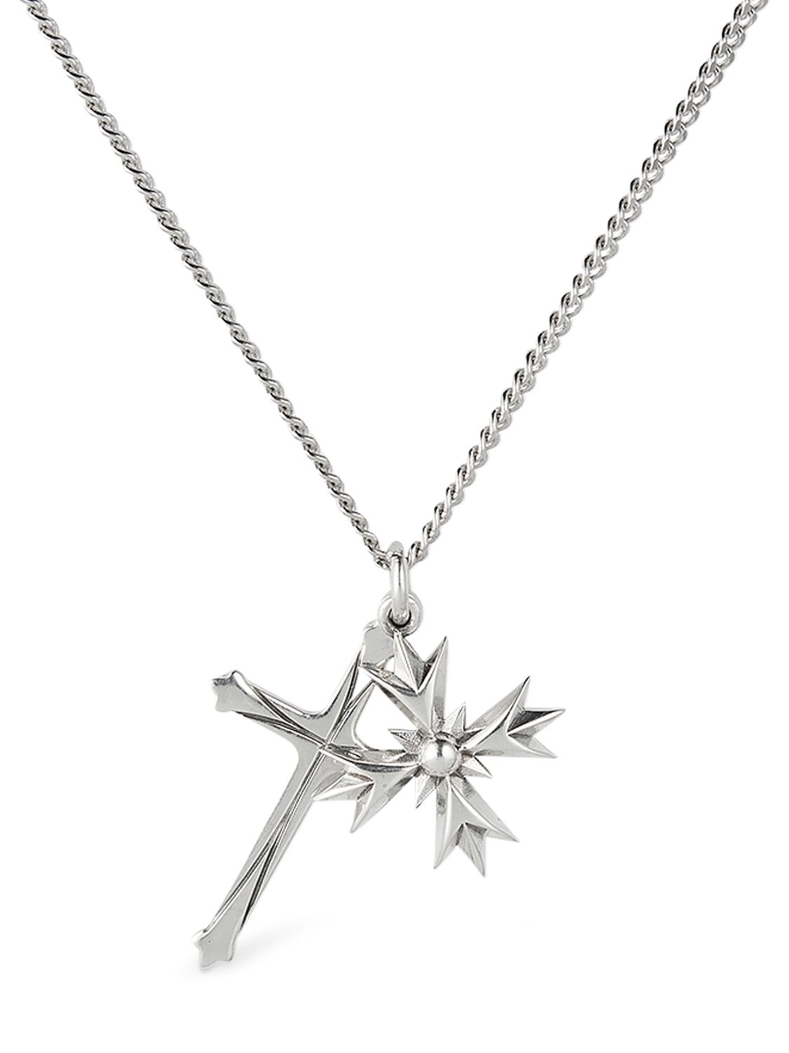 Emanuele Bicocchi Eb Crest & Cross Necklace In Metallic