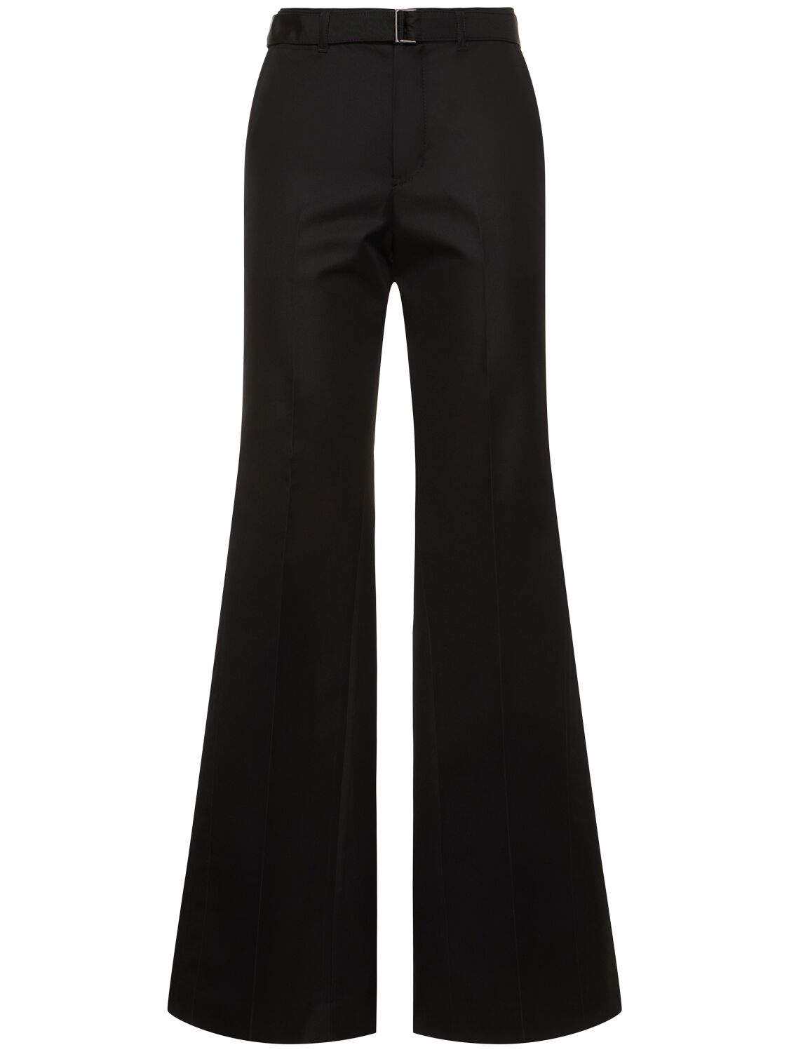 Sacai Cotton Blend Gabardine Wide Pants W/belt In Black