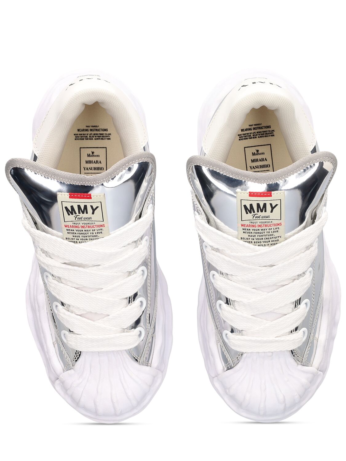 Shop Miharayasuhiro Blakey Leather Low Top Sneakers In Silver