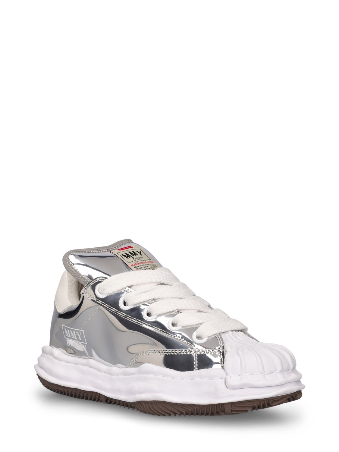 Shop Miharayasuhiro Blakey Leather Low Top Sneakers In Silver