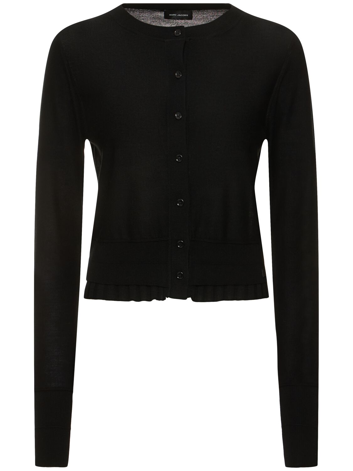 Marc Jacobs Fine Ribbed Wool Cardigan In Black