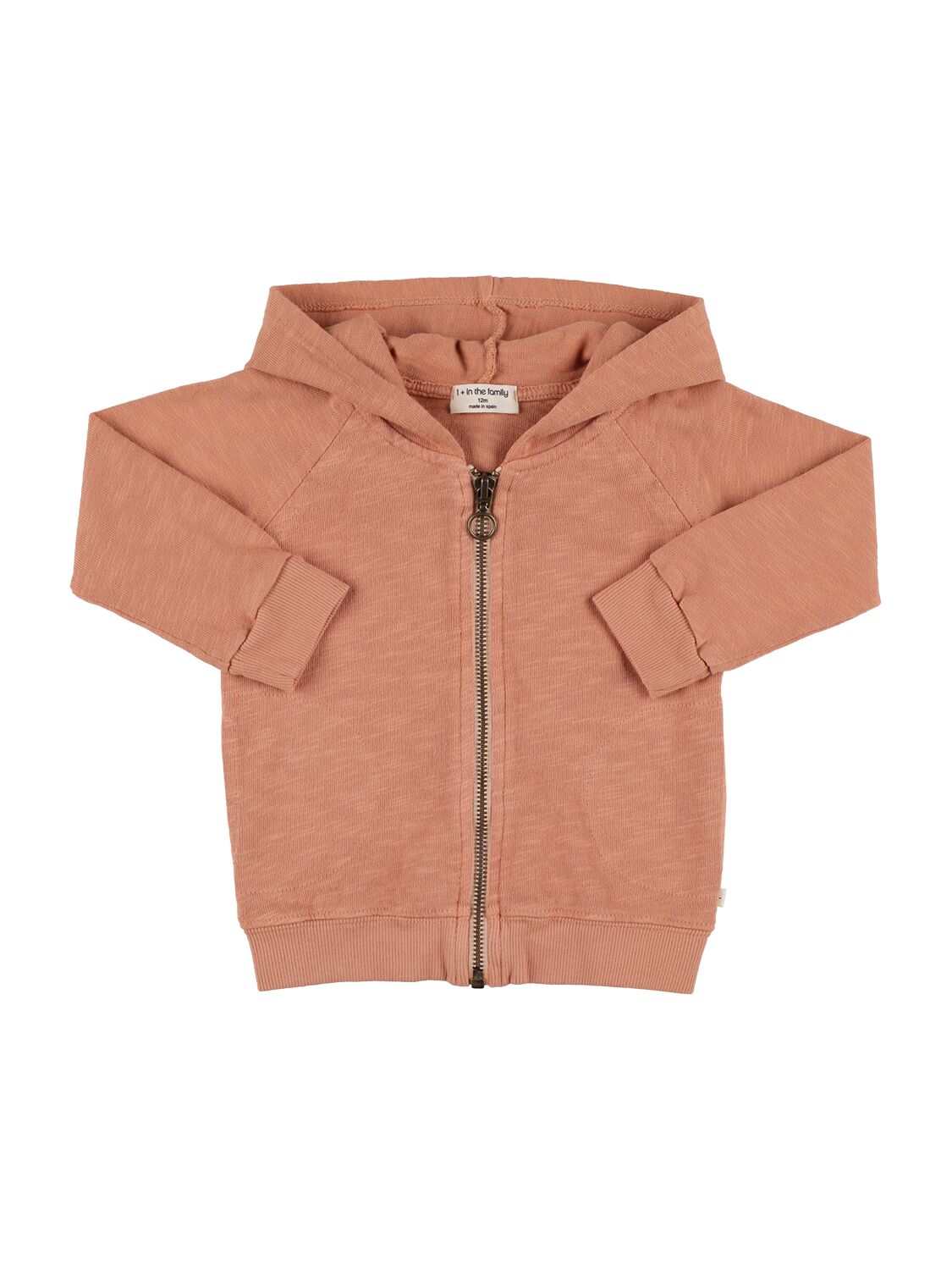 1+ In The Family Kids' Cotton Zip Hoodie In Peach