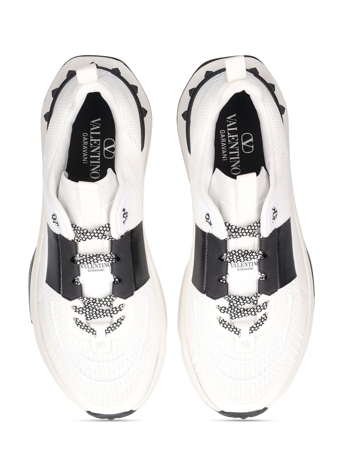 Shop Valentino Low Top Leather Sneakers In White,black