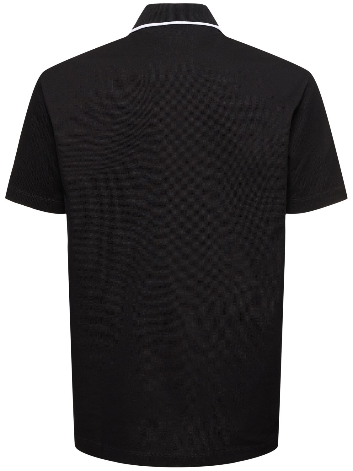 Shop Versace Logo Cotton Piquet Polo In Black