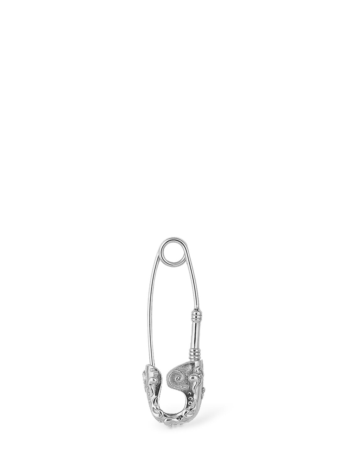 Emanuele Bicocchi Large Arabesque Safety Pin Mono Earring In Silver