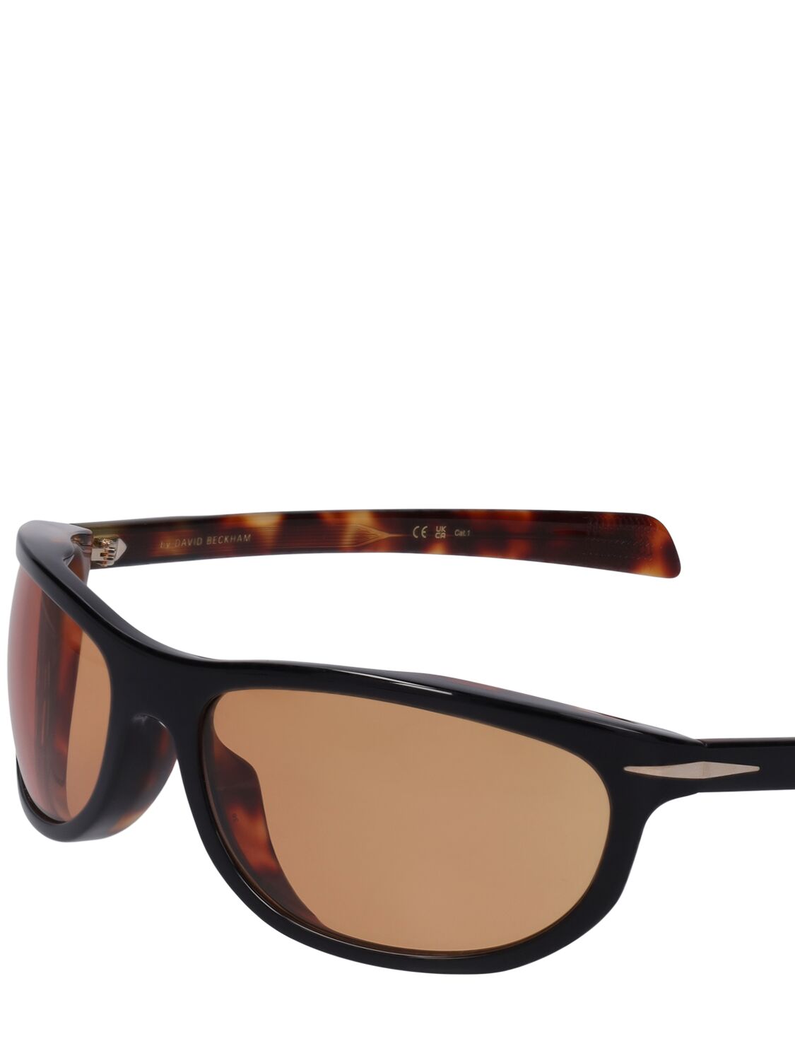 Shop Db Eyewear By David Beckham Db Round Acetate Sunglasses In Black,havana