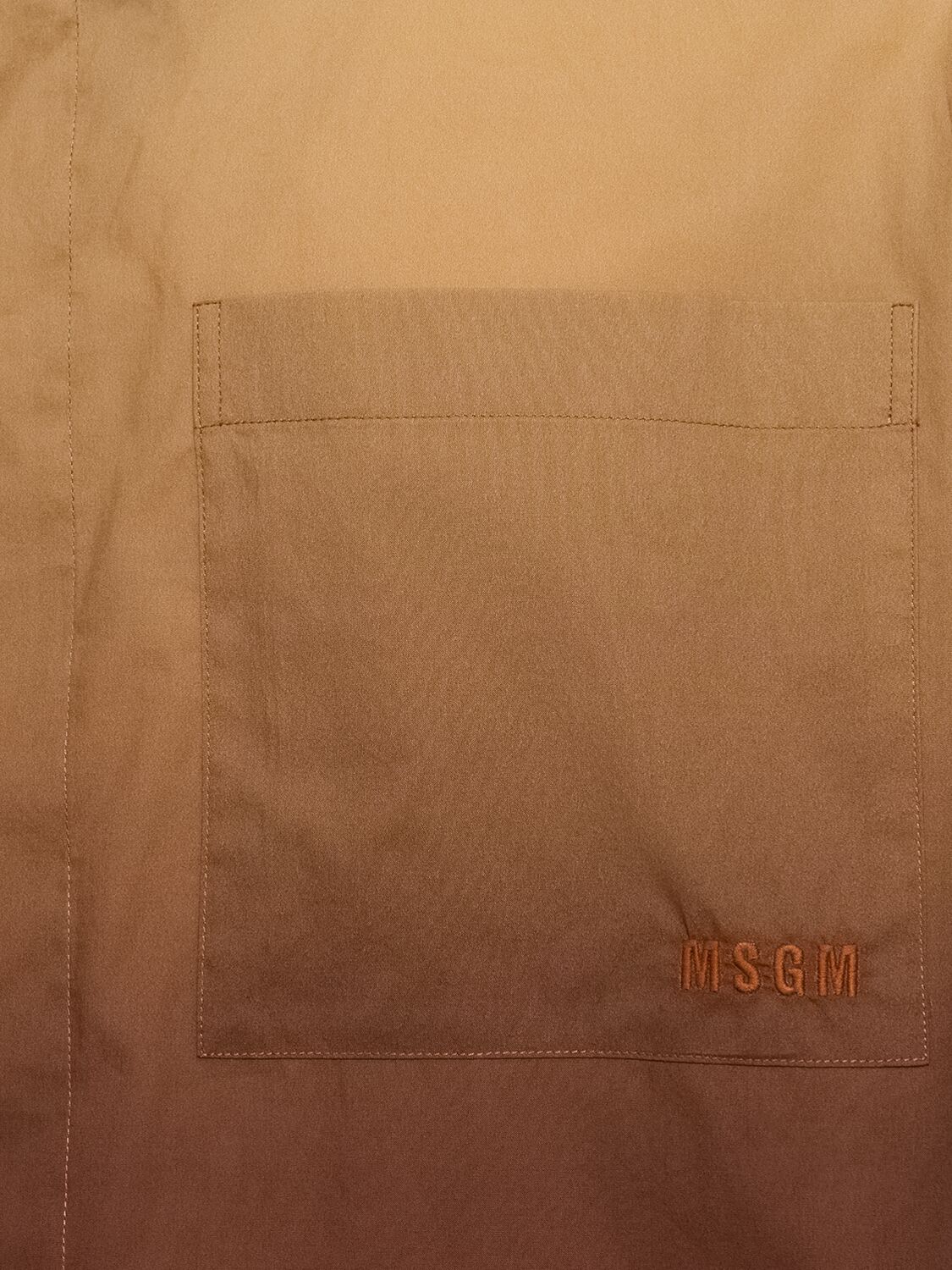 Shop Msgm Degradé Cotton Poplin S/s Shirt In Orange