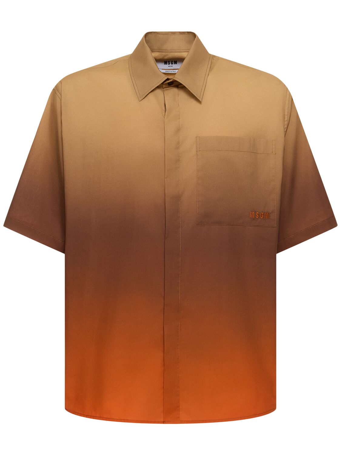 Msgm Degradé Cotton Poplin S/s Shirt In Orange