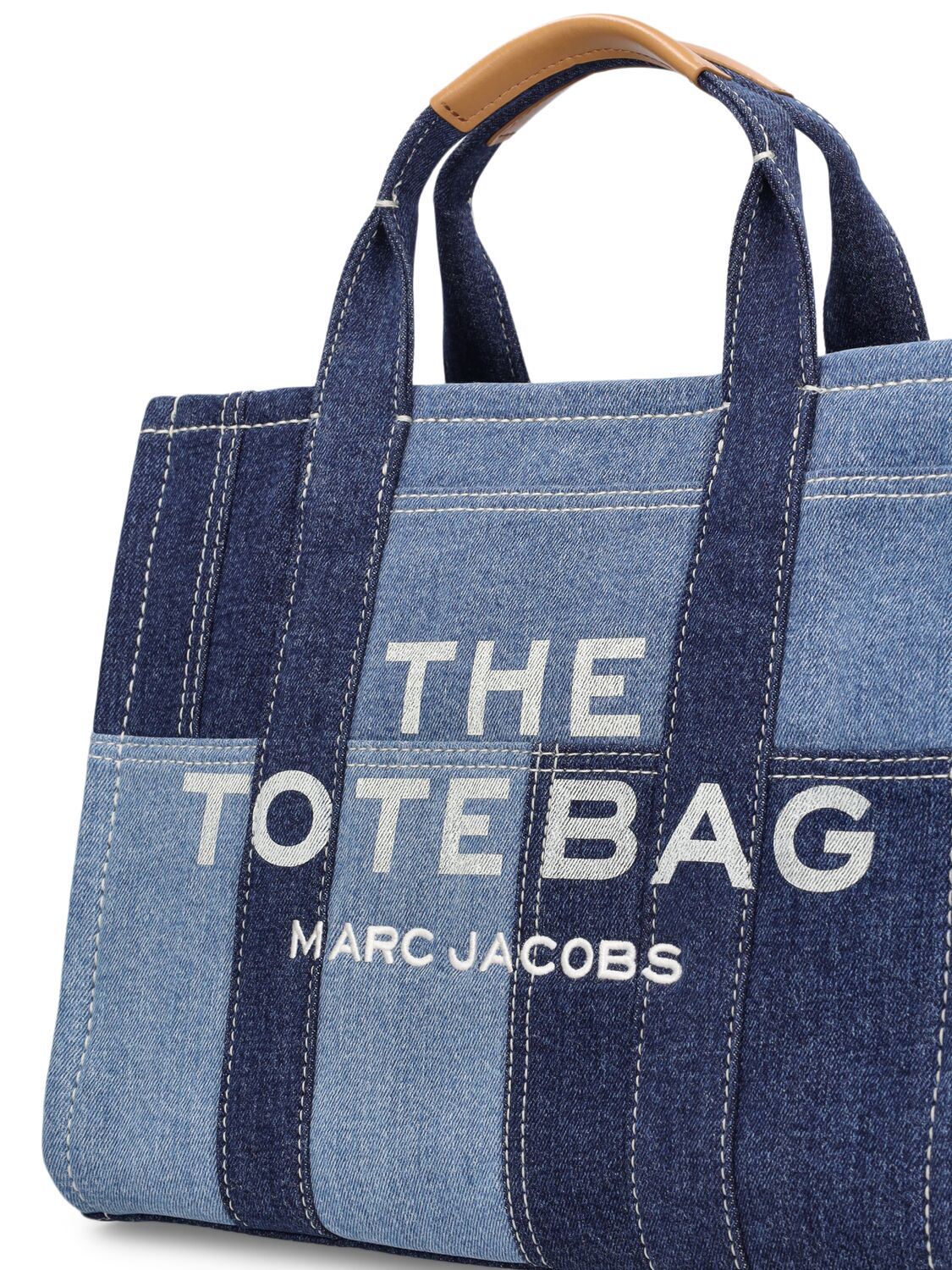Shop Marc Jacobs The Medium Tote Denim Patches Bag