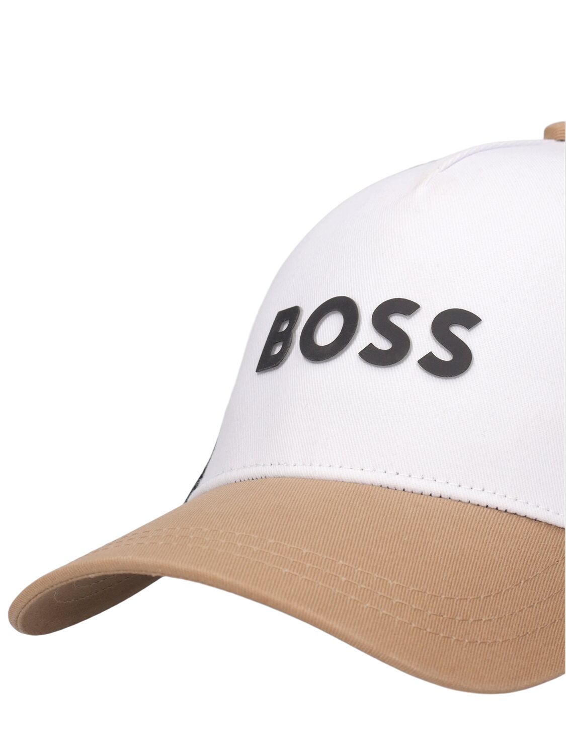 Shop Hugo Boss Cotton Twill & Mesh Baseball Hat In White,beige