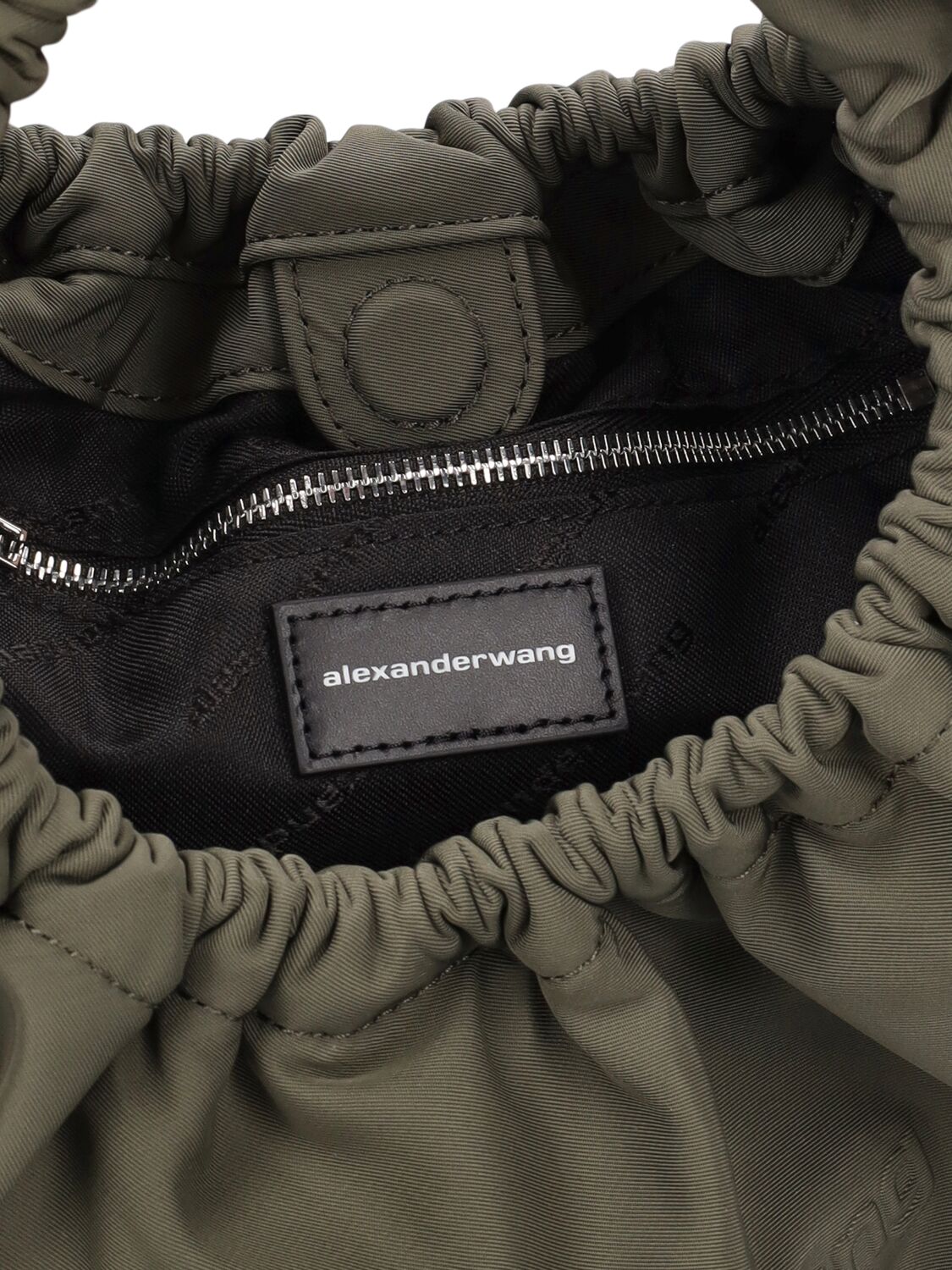 Shop Alexander Wang Small Crescent Nylon Twill Bag In Army Green