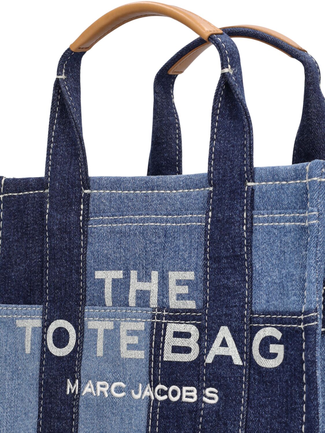Shop Marc Jacobs The Small Tote Denim Patches Bag