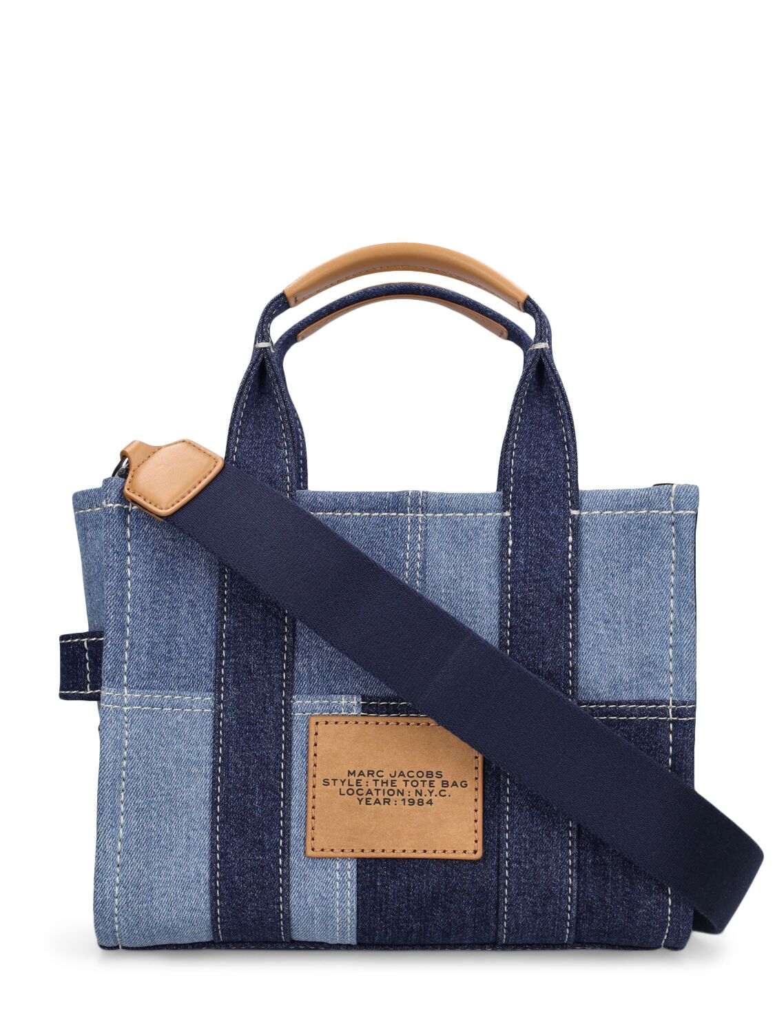 Shop Marc Jacobs The Small Tote Denim Patches Bag