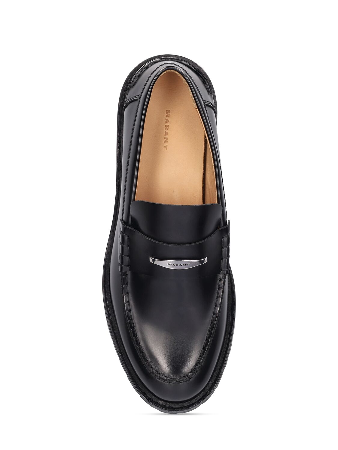 Shop Marant Frezzah Leather Chunky Loafers In Black