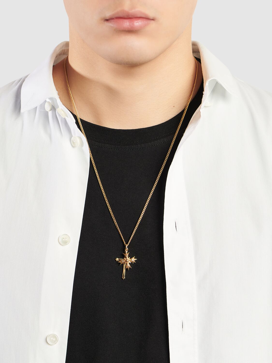 Shop Emanuele Bicocchi Gold Eb Crest & Cross Necklace