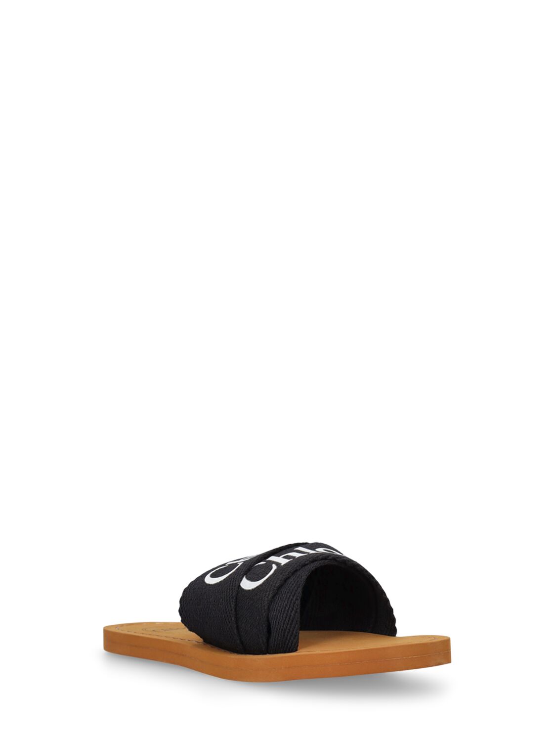 Shop Chloé Cotton Jersey Slide Sandals In Black