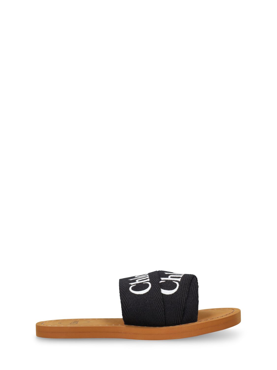 Shop Chloé Cotton Jersey Slide Sandals In Black