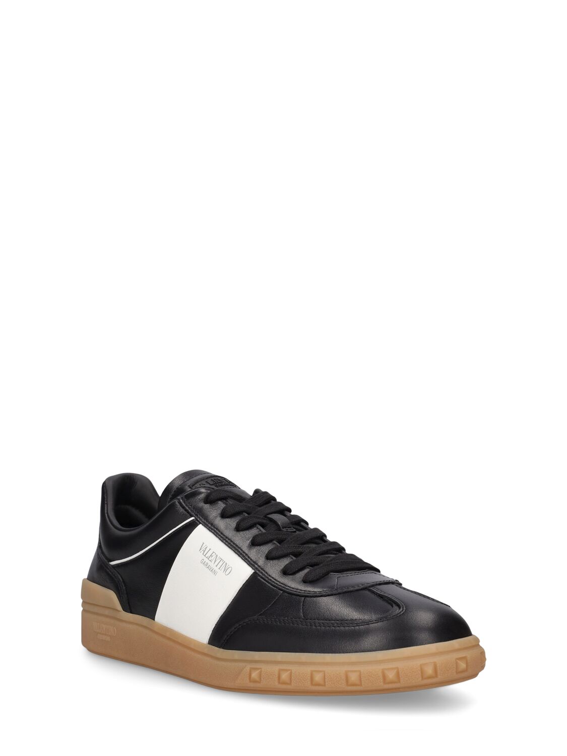 Shop Valentino Nappa Leather Sneakers In Black,white