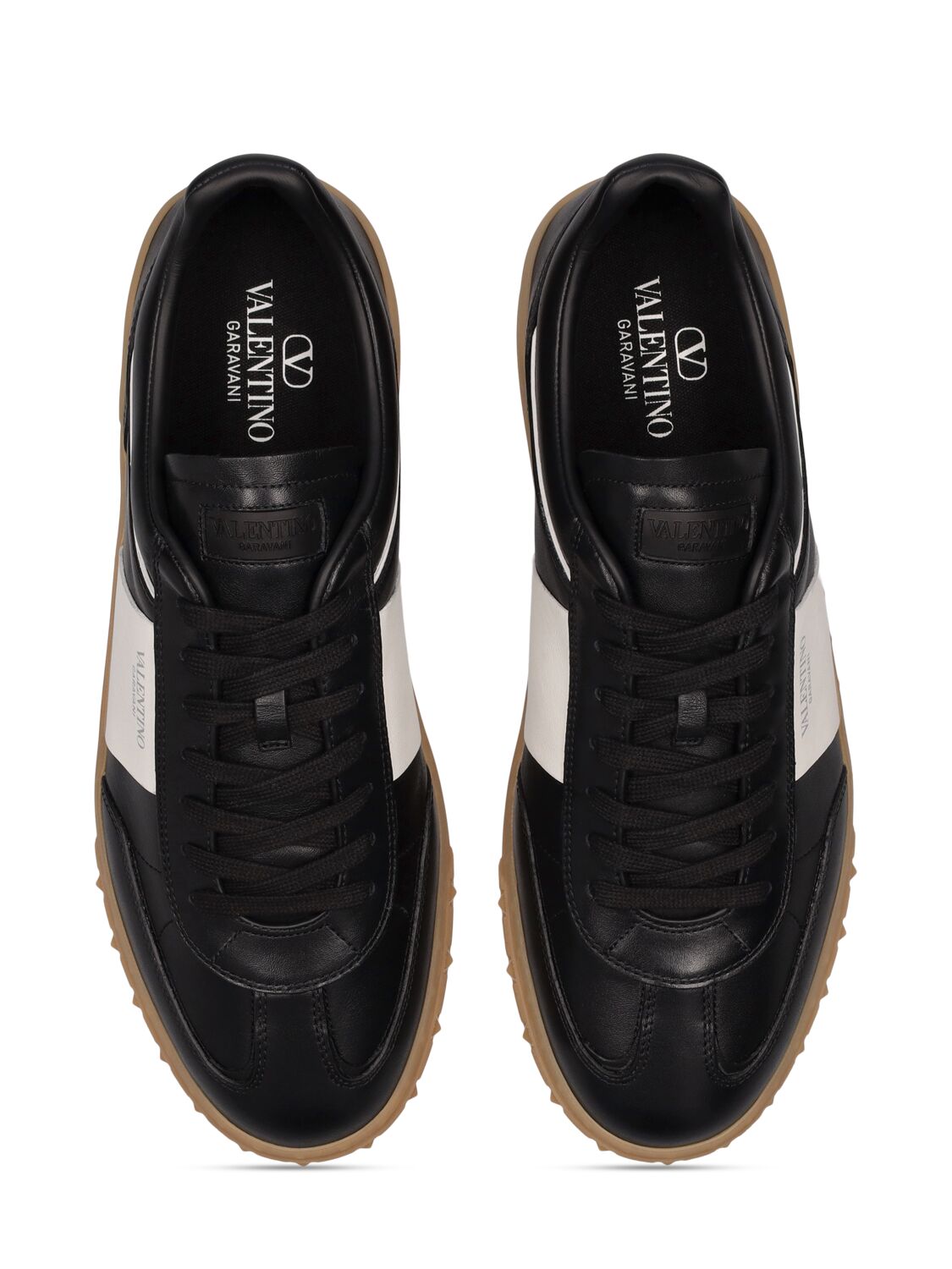Shop Valentino Nappa Leather Sneakers In Black,white